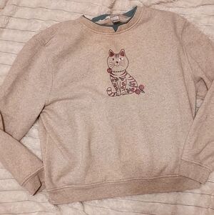 Grannycore 90s Floral Cat Sweatshirt